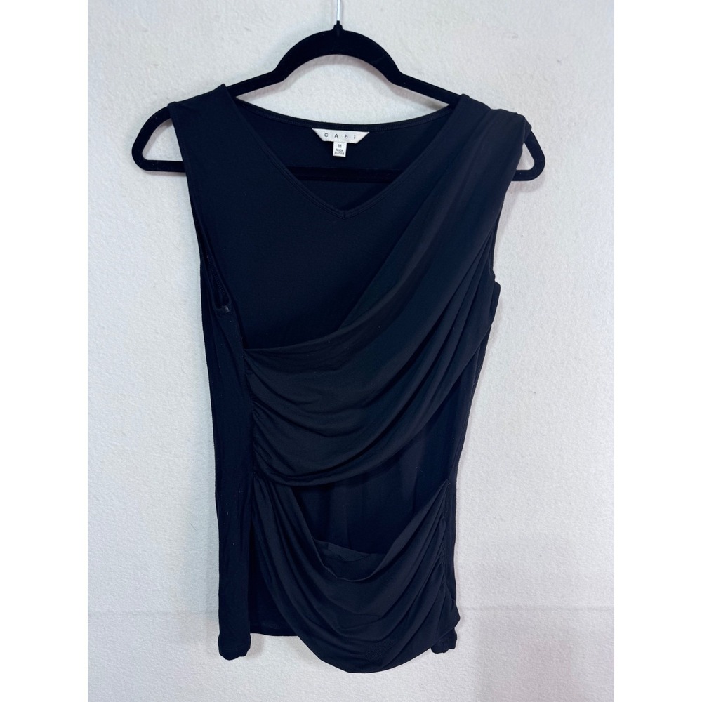 Cabi M Black Tank Top Women's Ruched Drape Sleeveless - Picture 9 of 9